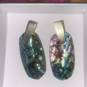Kendra Scott Iridescent Abalone Earrings with Silver Accents